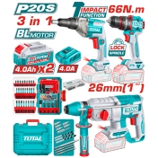 Комплект Акумулаторни Инструменти TOTAL TOSLI250591E, 20 V, 2 x 4 Ah