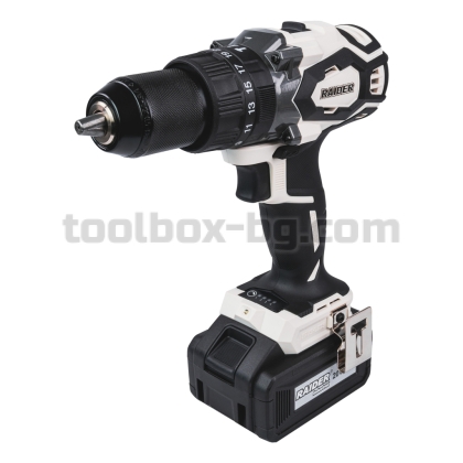 Удърна Безчеткова Бормашина Raider Industrial 20V 2-ск. 4Ah 155Nm куфар RDI-CDB03W