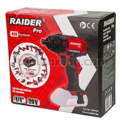 R20 Винтоверт Raider Pro Ударен акум. Li-ion 1/4" 180Nm Solo RDP-SHID20 Без Батерия и Зарядно