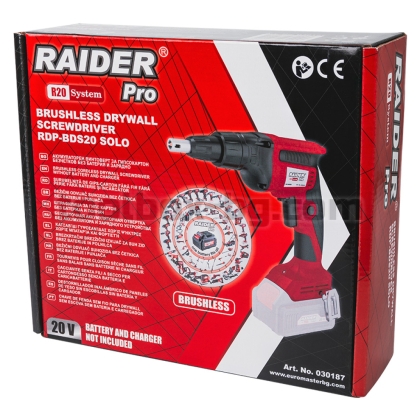 R20 Винтоверт за Гипсокартон Безчетков Raider Pro 1/4" Solo RDP-BDS20 Без Батерия и Зарядно