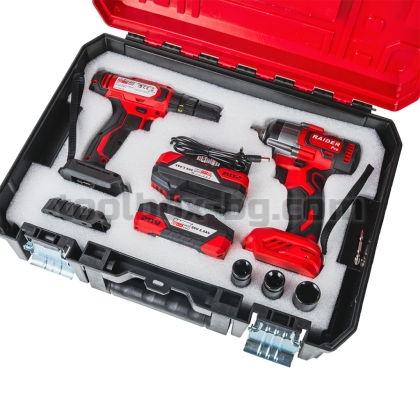 R20 Бормашина & Безч.Гайковерт Raider Pro 320Nm2x2AhCaseRDP-PCD20&PBIW20