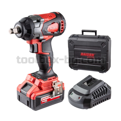 Акумулаторен Удърен Безчетков Гайковерт Raider Industrial. 20V 4-ск.4Ah 480Nm1/2"куфар RDI-IBW04