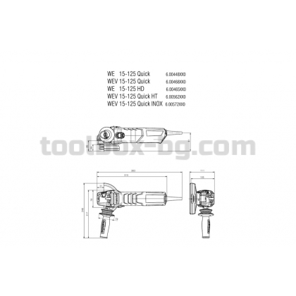 Малък Ъглошлайф 125mm 1550W рег. обороти METABO WEV 15-125 QUICK