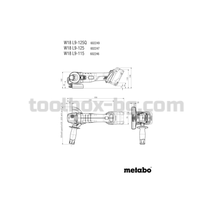 Акумулаторен Ъглошлайф 125mm METABO W 18 L 9-125 SOLO Без Батерия и Зарядно