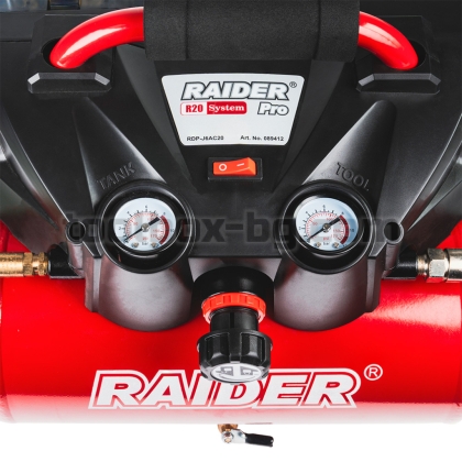 Компресор Raider Pro R20 40V 6L 98L/min 9bar аксесо. Solo RDP-J6AC20 Без Батерия и Зарядно