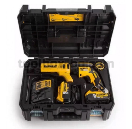 Акумулаторен Винтоверт за Гипскартон с Пълнител за Винтове на Ленти Dewalt DCF620P2K 18 V, 2 Батерии х 5 Ач, Куфар и Аксесоари