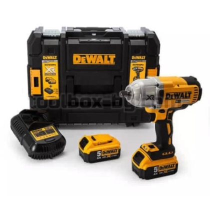 Акумулаторен Гайковерт Dewalt DCF899P2 18 V, 2 Батерии х 5 Ач, Куфар, 1/2" + DT7507 - 9 Части за Ударен Гайковерт на DEWALT