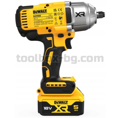 Акумулаторен Гайковерт Dewalt DCF900P2T 18 V, 2 Батерии х 5 Ач, Зарядно Устройство, Куфар