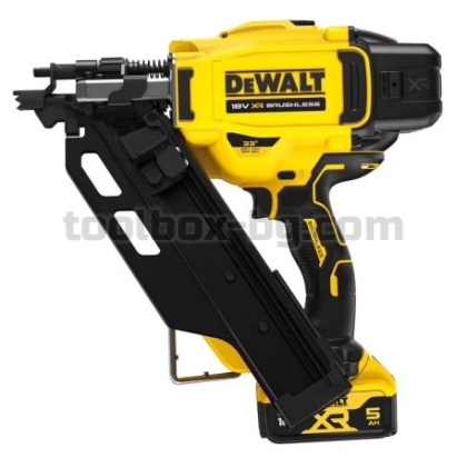 Акумулаторен Пистолет за Пирони Dewalt DCN930P2, 18 V, 50-90 мм, 33°, с 2 x Батерии 5.0 Ah, Зарядно Устройство и Куфар