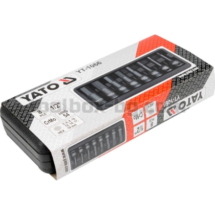 Комплект Ударни Вложки YATO, HEX, 1/2", 8 части