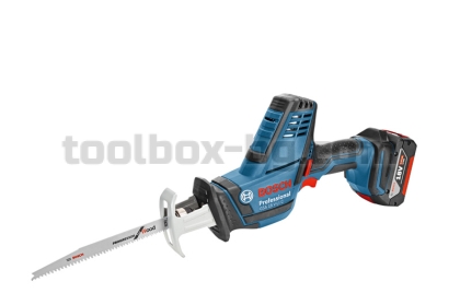 Акумулаторен саблен трион Bosch GSA 18 V-LI C с 2x 5.0 Ah литиево-йонни батерии + зарядно устройство + Kуфар L-BOXX
