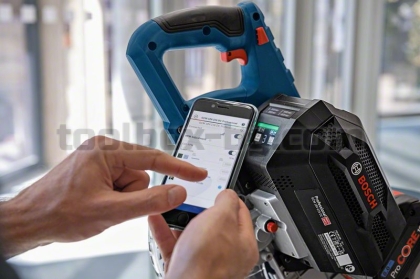 Акумулаторен настолен циркуляр Bosch BITURBO GCM 18V-216 DC без батерия и зарядно устройство