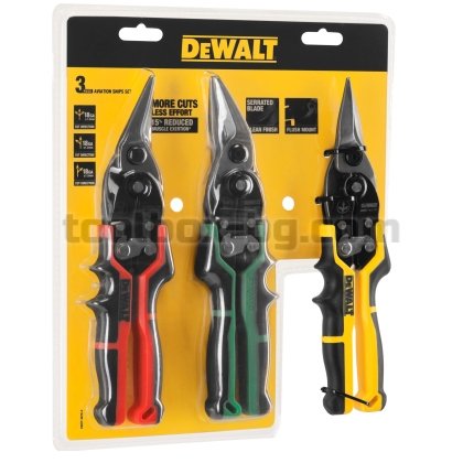 Комплект ножици за ламарина DEWALT ERGO, 3 броя