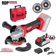Акумулаторен Ъглошлайф R20 Raider Pro Ø125mm 4Ah Case 2 диска RDP-SPAG20 Set