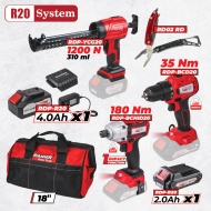 Акумулаторен Комплект 3 Машини R20 Raider Pro 2Ah 4Ah + 1 чанта RDP-BXS10