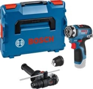 Акумулаторен винтоверт Bosch GSR 12V-35 FC с 2 x 3.0 Ah батерии + Приставка FlexiClick GFA 12-H + зарядно устройство + 4 приставки в Куфар L-BOXX