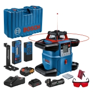 Ротационен лазер Bosch GRL 600 CHV с батерия и бързо зарядно устройство в куфар