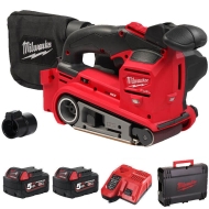 Акумулаторен лентов шлайф Milwaukee FUEL M18FBTS75-502X, 2x 5.5 HB Зарядно Устройство в HD Куфар